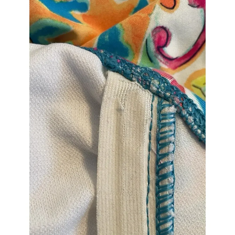 Liz Claiborne Swimsuit One Piece Patchwork Beach Summer FLAW